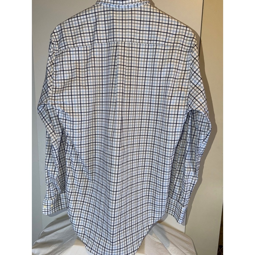 Peter Millar Button Down Shirt Mens Medium Blue Check EZGO Long Sleeve - Picture 4 of 8
